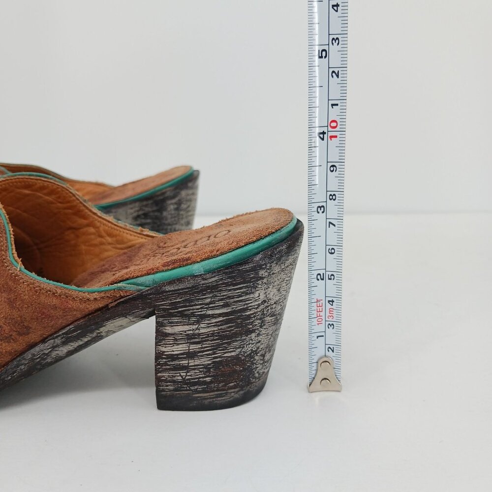 Old Gringo Leopard Print Suede Mules Size 5B Turq… - image 10